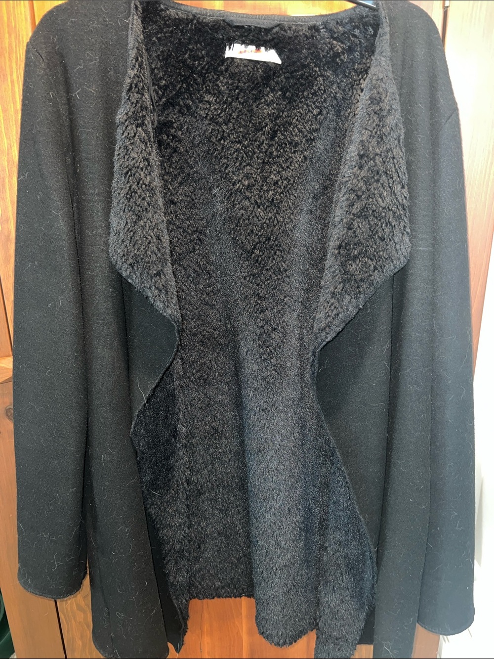 UGG Black Open-Front Faux-Shearling Coat